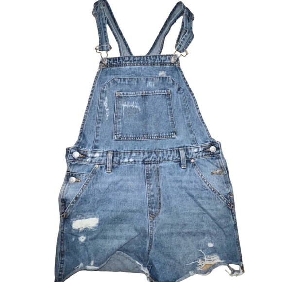 Wild Fable Medium Distressed Denim Overalls with Adjustable Straps - Picture 1 of 7